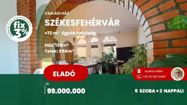 Eladó családi ház, Székesfehérvár 5 szoba 204 m² 99 M Ft