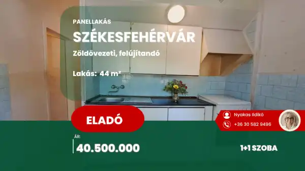 Eladó panellakás, Székesfehérvár 1+1 szoba 44 m² 40.5 M Ft