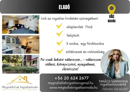 Eladó téglalakás, Vác 3 szoba 71 m² 63 M Ft