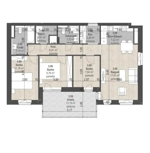 Eladó új építésű téglalakás, Budapest, XIII. kerület 4 szoba 75 m² 143.95 M Ft + Áfa