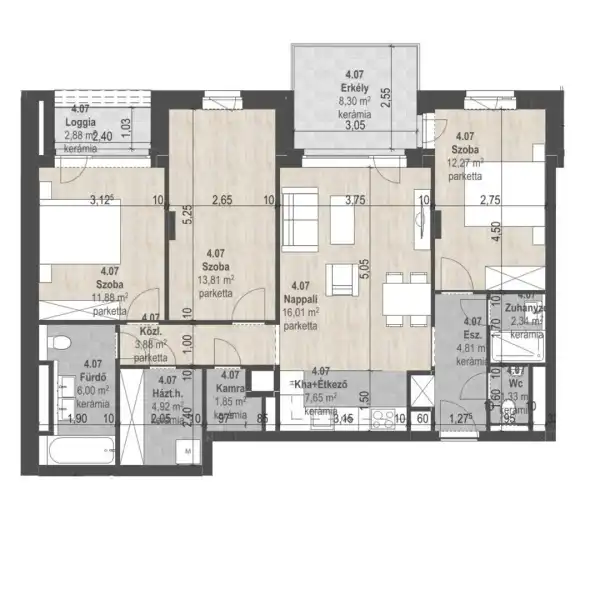 Eladó új építésű téglalakás, Budapest, XIII. kerület 4 szoba 86 m² 164.37 M Ft