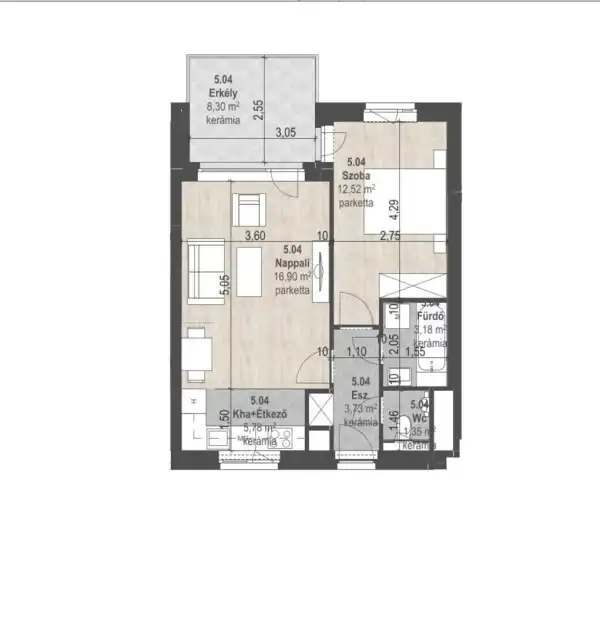 Eladó új építésű téglalakás, Budapest, XIII. kerület 2 szoba 43 m² 91.65 M Ft