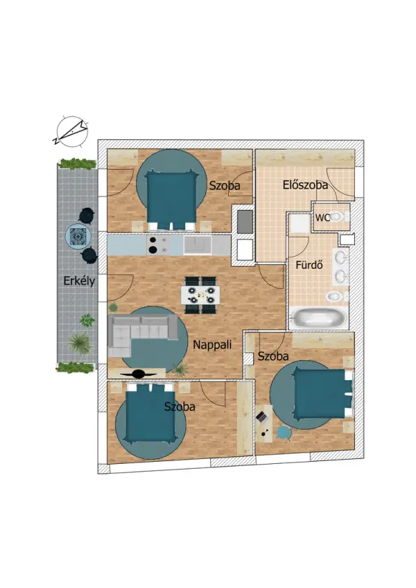 Eladó új építésű téglalakás, Budapest, XIII. kerület 4 szoba 77 m² 103.32 M Ft