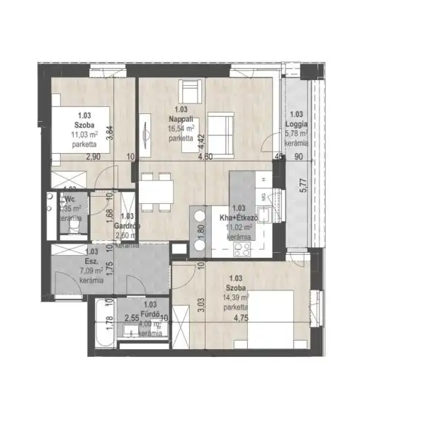 Eladó új építésű téglalakás, Budapest, XIII. kerület 3 szoba 68 m² 124.11 M Ft