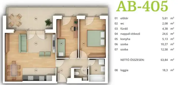 Eladó új építésű téglalakás, Budapest, XIV. kerület 3 szoba 63 m² 124.2 M Ft