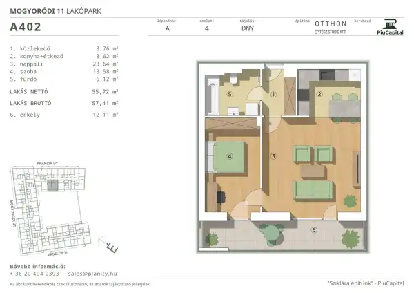 Eladó új építésű téglalakás, Budapest, XIV. kerület 2 szoba 56 m² 100.79 M Ft