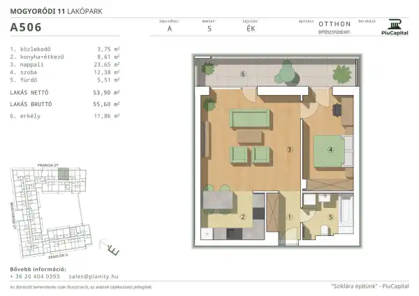 Eladó új építésű téglalakás, Budapest, XIV. kerület 2 szoba 54 m² 89.68 M Ft