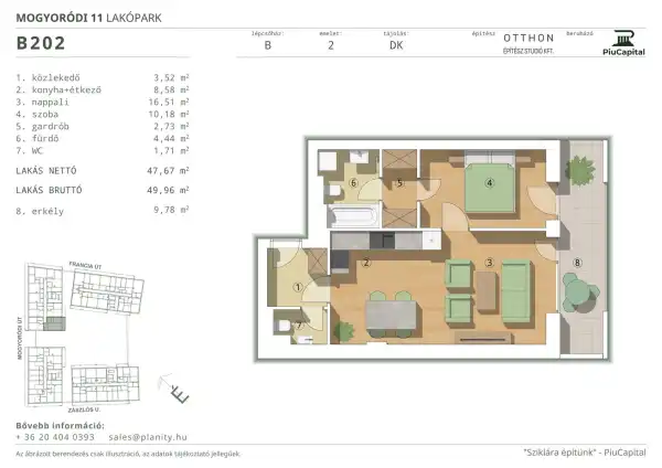 Eladó új építésű téglalakás, Budapest, XIV. kerület 2 szoba 48 m² 78.79 M Ft