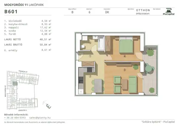 Eladó új építésű téglalakás, Budapest, XIV. kerület 2 szoba 49 m² 90.45 M Ft