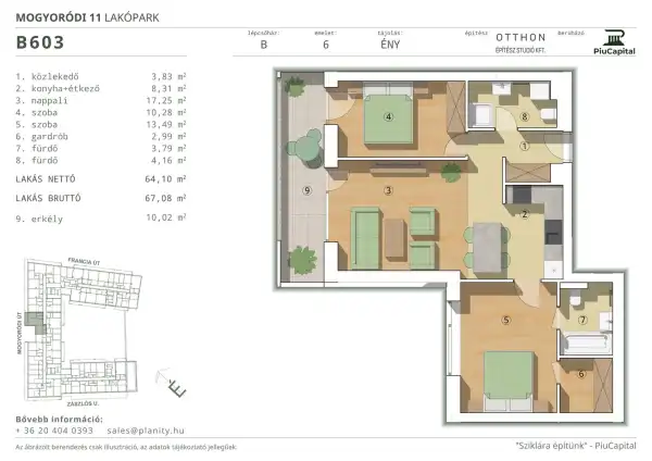Eladó új építésű téglalakás, Budapest, XIV. kerület 3 szoba 64 m² 118.24 M Ft