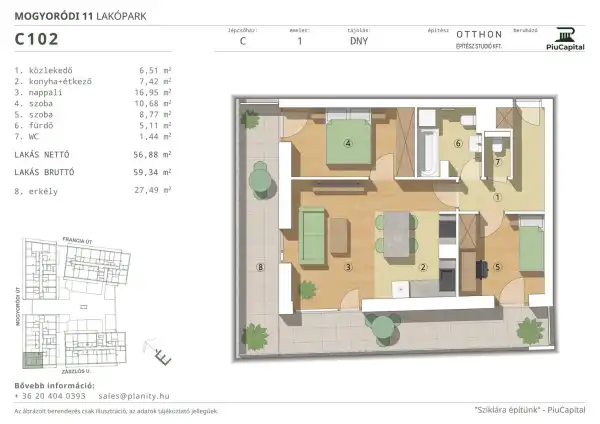 Eladó új építésű téglalakás, Budapest, XIV. kerület 3 szoba 57 m² 99.99 M Ft