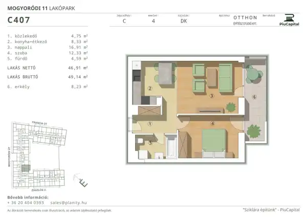 Eladó új építésű téglalakás, Budapest, XIV. kerület 2 szoba 47 m² 84.16 M Ft