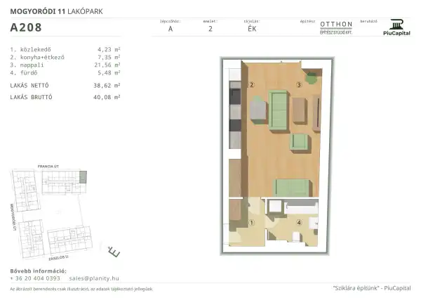 Eladó új építésű téglalakás, Budapest, XIV. kerület 1 szoba 39 m² 64.71 M Ft