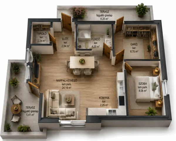 Eladó új építésű téglalakás, Hatvan 3 szoba 50 m² 53.6 M Ft