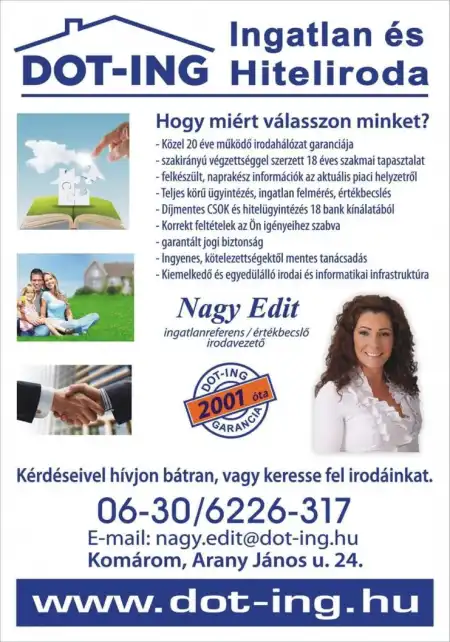 eladó új építésű téglalakás, Komárom