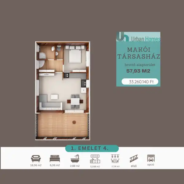 Eladó új építésű téglalakás, Orosháza 2 szoba 40 m² 33.26014 M Ft